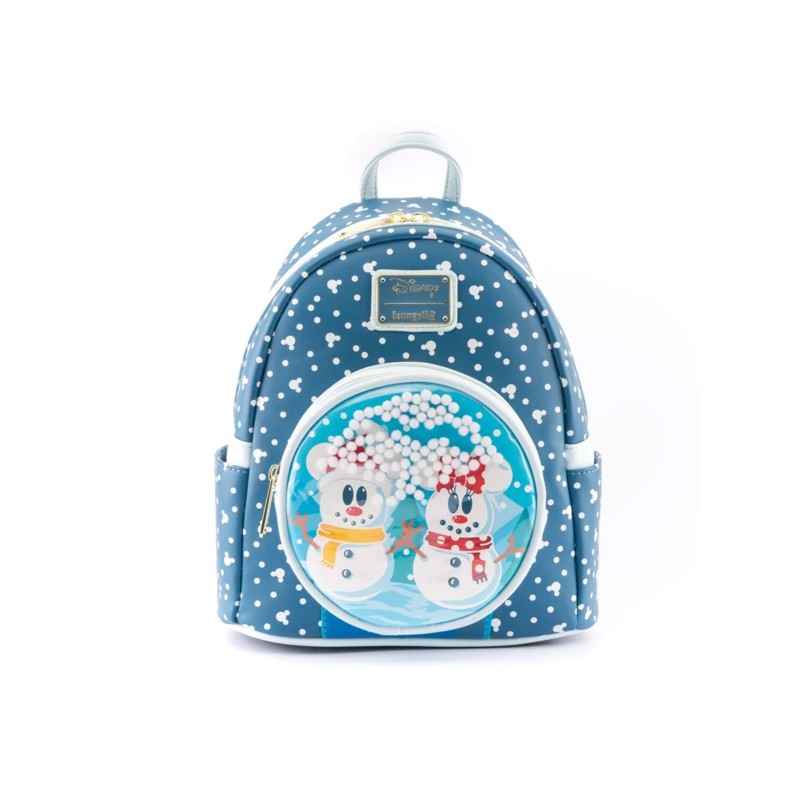 Loungefly Disney Bonhomme de neige Minnie Mickey Snow Globe Mini Sac à dos